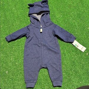 NWT Cozy Blue Kids One Piece with Hood and ears